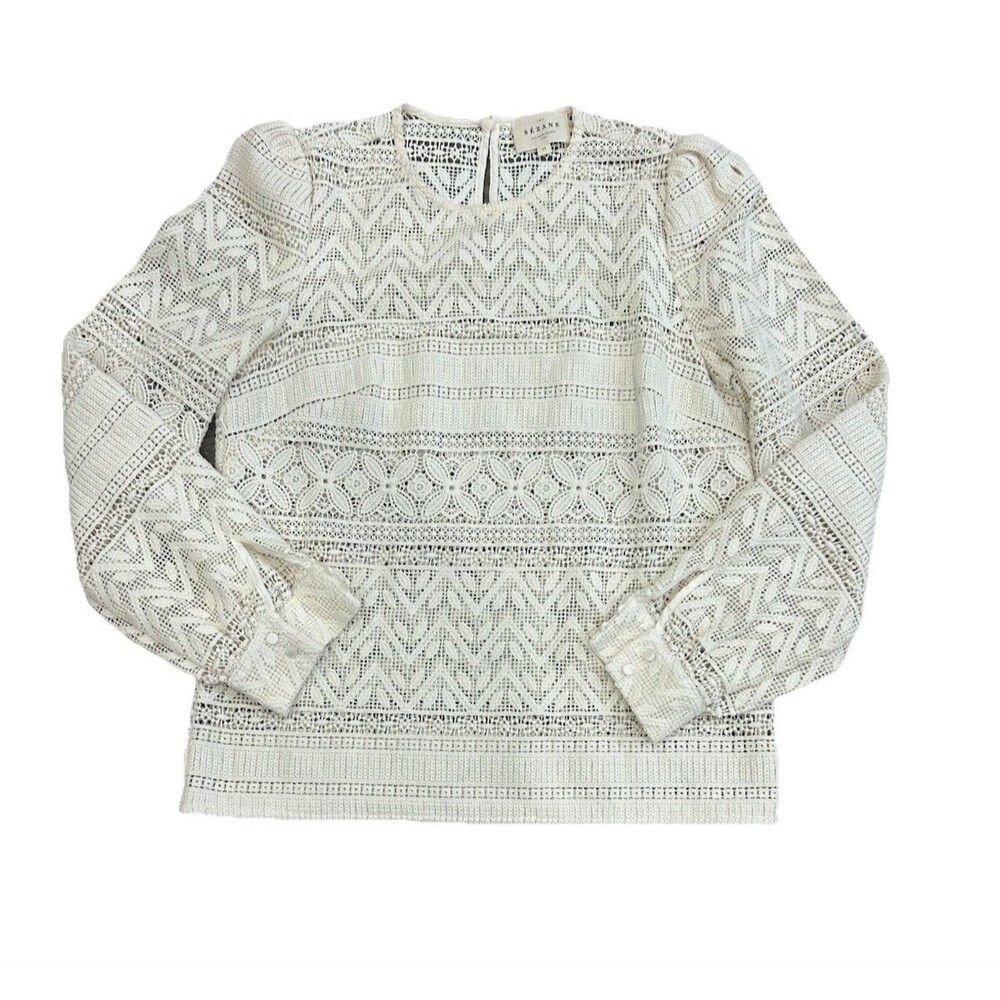 Sezane Philoe Ecru Cream Crochet Blouse 34 FR